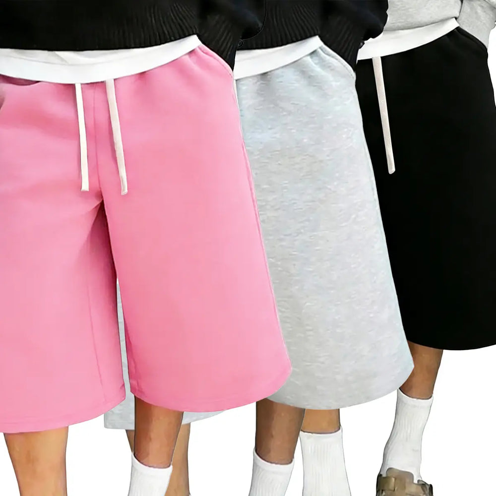 Elevate Your Everyday Style with Men's Fitted Wide-Leg Comfy Shorts - Versatile Trousers with Adjustable Drawstring Waist and Practical Pockets in Beige and Grey