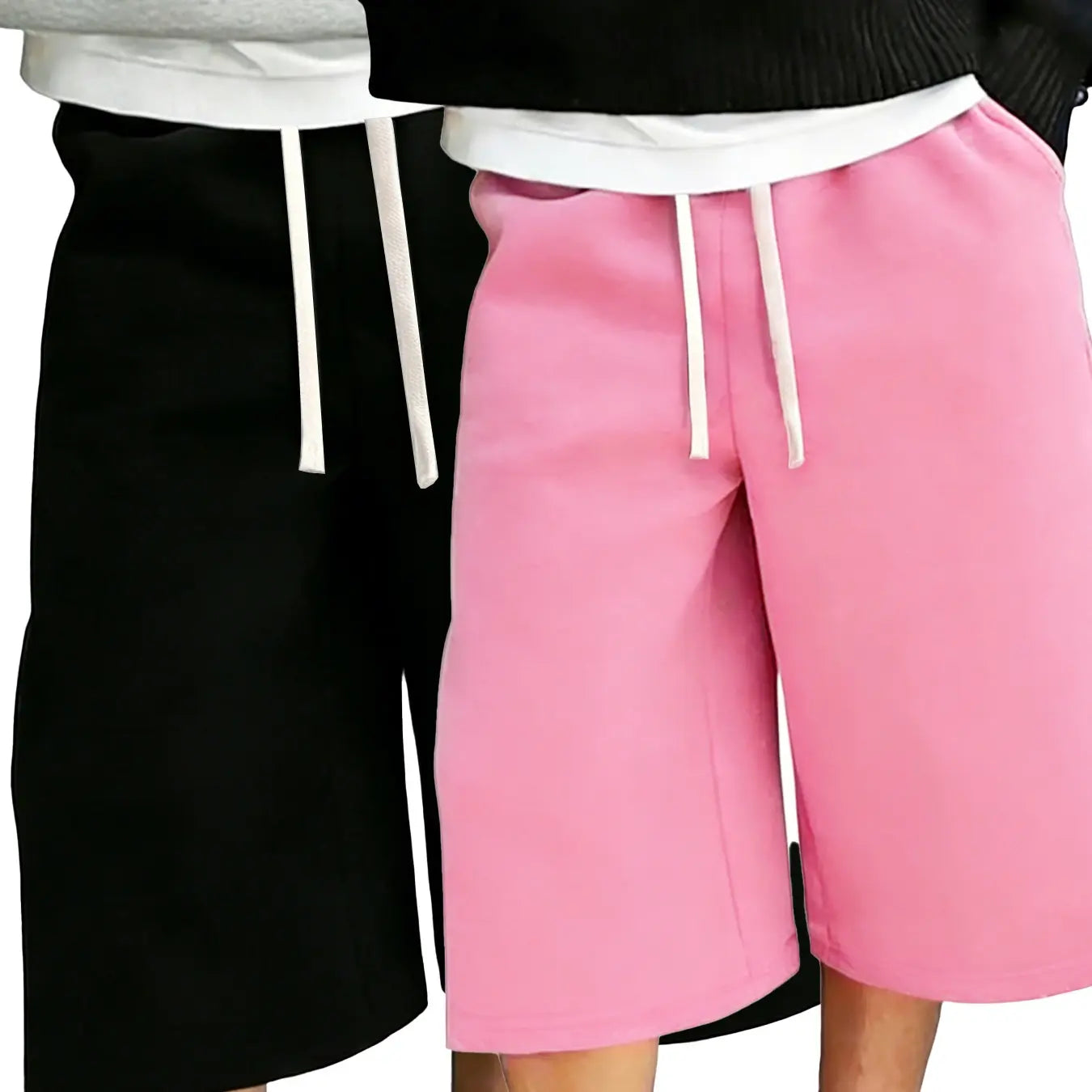 Elevate Your Everyday Style with Men's Fitted Wide-Leg Comfy Shorts - Versatile Trousers with Adjustable Drawstring Waist and Practical Pockets in Beige and Grey