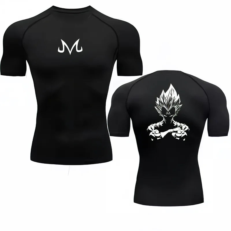 Dragon Ball Z Men T-Shirt Majin Vegeta Compression Fitness Gym Quick Dry Sport T Shirt Comfortable Breathable Streetwear