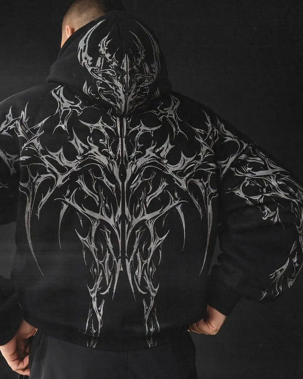 Vintage Gothic Grunge Zip-Up Hoodie